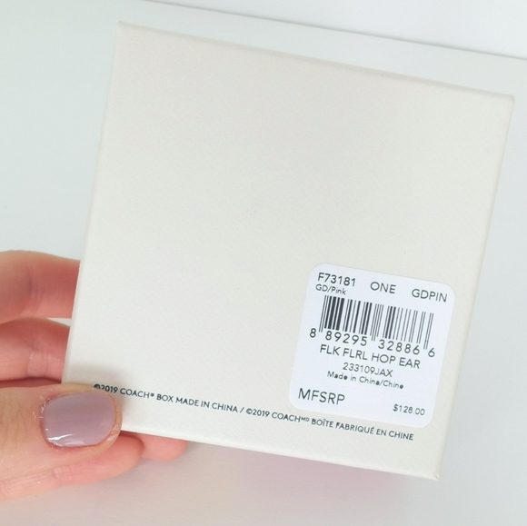 Coach Folk Floral Hoop Earrings w Gift Box - Picture 2 of 3